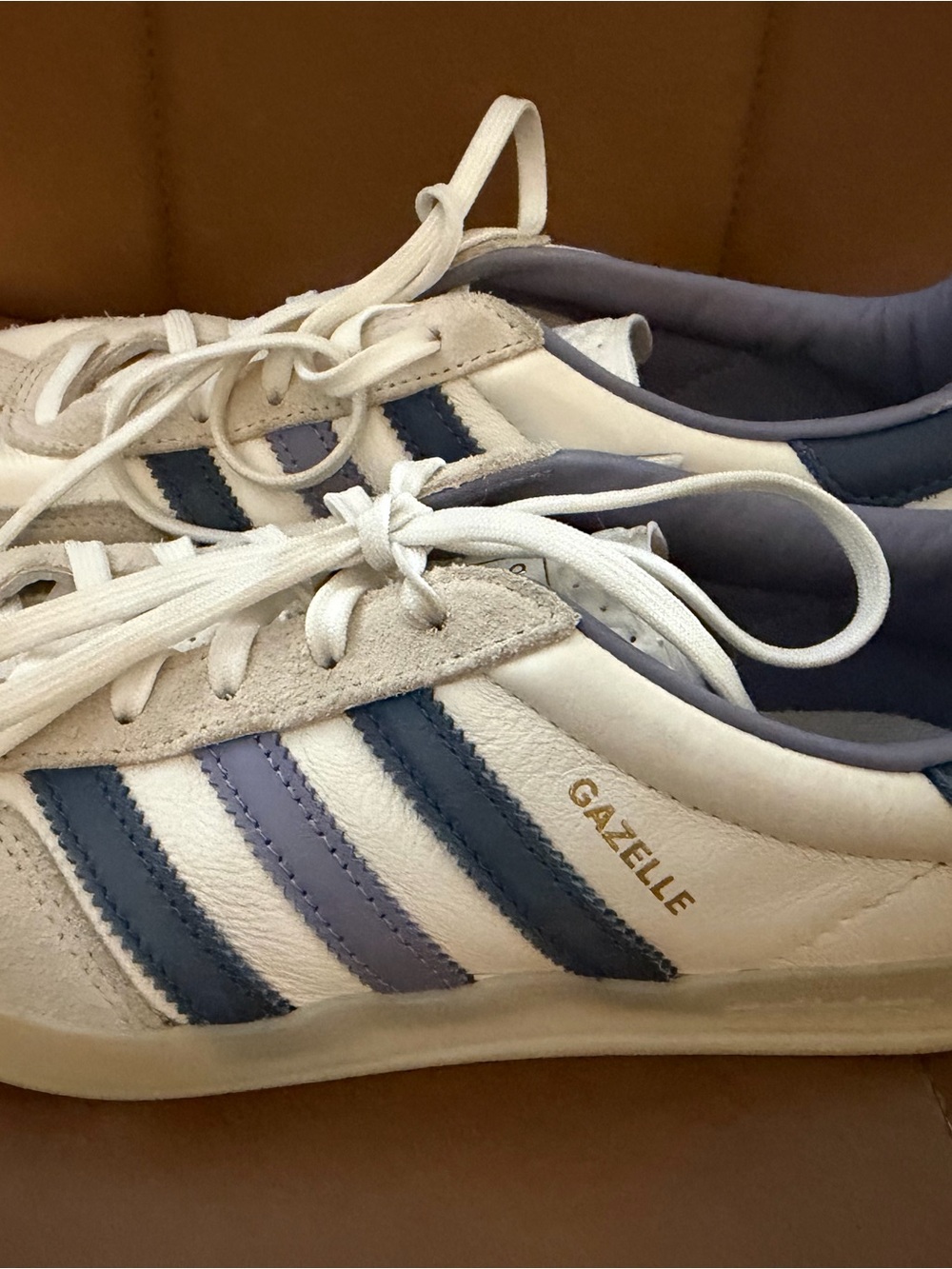 adidas Gazelle Men’s White with Blue Accent Leather Sneakers